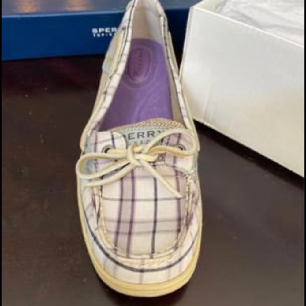 Brand new in box. Sperry Angelfish “Grey Plaid”